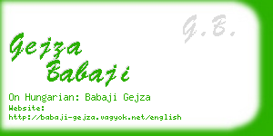 gejza babaji business card